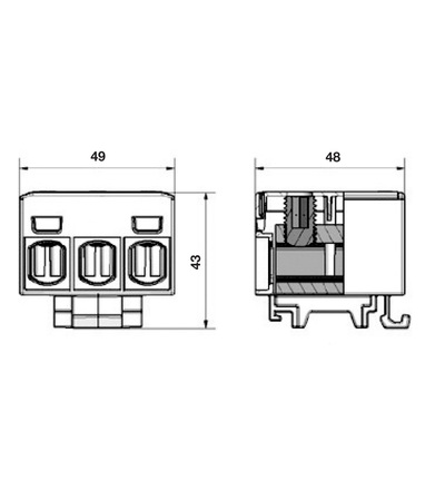 Svorka univerzální UK 50/3x1 A, 160A, 3pól., AL/CU, krytá, šedá, na DIN, ELEMAN 1006647