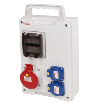 FAMATEL eb160-6kA - EB 201000.0 /4M zásuvková skříň easyBox IP44 jištěná bez chrániče, přenos.(držadlo) eb160-6kA