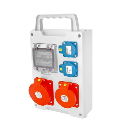 FAMATEL eb385-6kA - EB 201010.0 /4M zásuvková skříň easyBox IP44 jištěná bez chrániče, přenosná eb385-6kA