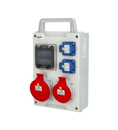 FAMATEL eb385 - EB 201010.0 /4M zásuvková skříň easyBox IP44 jištěná bez chrániče, přenosná (držadlo) eb385