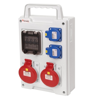 FAMATEL eb405 - EB 202000.0 /4M zásuvková skříň easyBox IP44 jištěná bez chrániče, přenosná (držadlo) eb405