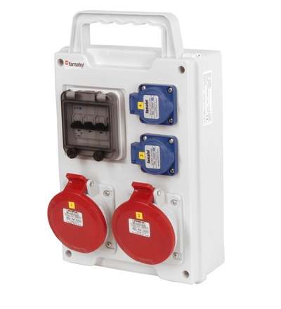 FAMATEL eb420 - EB 200020.0 /4M zásuvková skříň easyBox IP44 jištěná bez chrániče, přenosná (držadlo) eb420