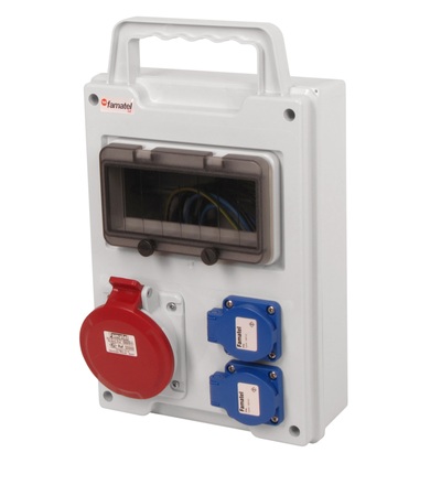 FAMATEL eb570-6kA - EB 401000.1 /8M zásuvková skříň easyBox IP44 jištěná s chráničem 40/4/003,přenosná eb570-6kA