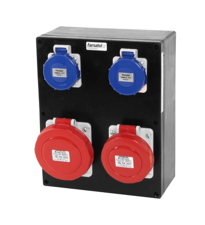 FAMATEL rb307056 - Krabice gumová rb307056 IP65 RUBBER BOX 2x zás. 230V/16A/3p, 1x16/5, 1x32/5 rb307056