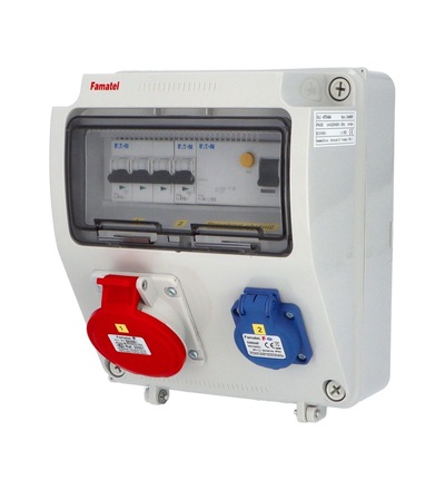 FAMATEL v075-6kA - ZSF10100000.1 /3957 zásuvková skříň IP44 jištěná s chráničem 40/4/003 v075-6kA