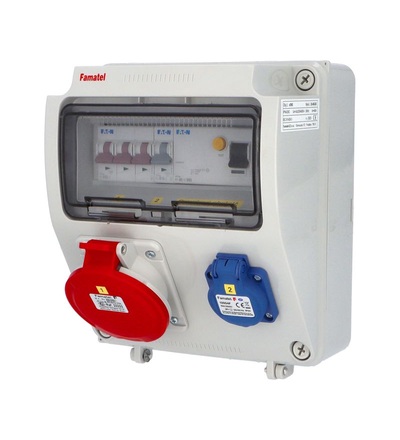 FAMATEL v090 - ZSF10001000.1 /3957 zásuvková skříň IP44 jištěná s chráničem 40/4/003 v090