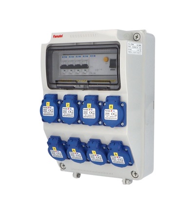 FAMATEL v1110-6kA - ZSF80000000.1 /3958 zásuvková skříň IP54 jištěná s chráničem 40/4/003 v1110-6kA
