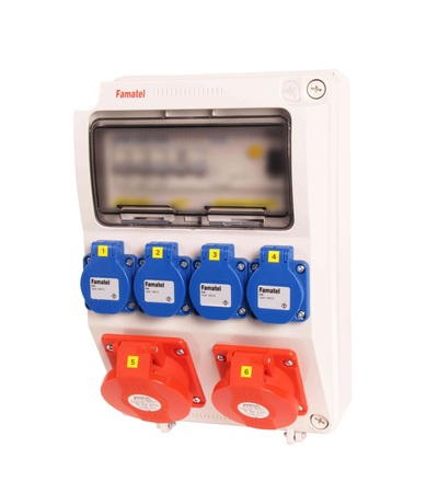 FAMATEL v1124-6kA - ZSF40002000.0 /3958 zásuvková skříň IP44 jištěná bez chrániče v1124-6kA