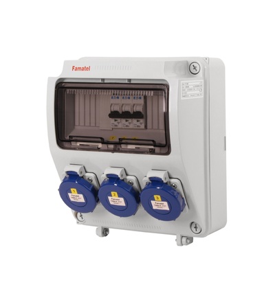 FAMATEL v1306-6kA - ZSF30000000.0 /3957 zásuvková skříň IP65 jištěná bez chrániče v1306-6kA