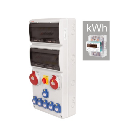 v302520 - ZSFV60101000.1 /3977  zásuvková skříň IP44 jištěná s chráničem 40/4/003 a hl. vypínač, FAMATEL v302520