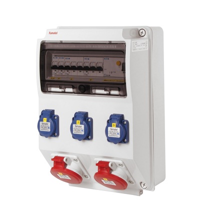 FAMATEL v330-6kA - ZSF30200000.1 /3959 zásuvková skříň IP44 jištěná s chráničem 40/4/003 v330-6kA