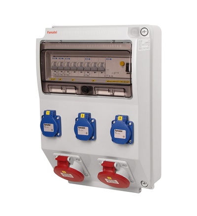 FAMATEL v330 - ZSF30200000.1 /3959 zásuvková skříň IP44 jištěná s chráničem 40/4/003 v330