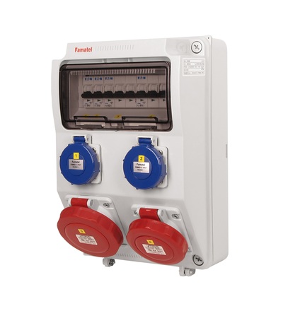 FAMATEL v3856-6kA - ZSF20101000.0 /3958 zásuvková skříň IP65 jištěná bez chrániče v3856-6kA