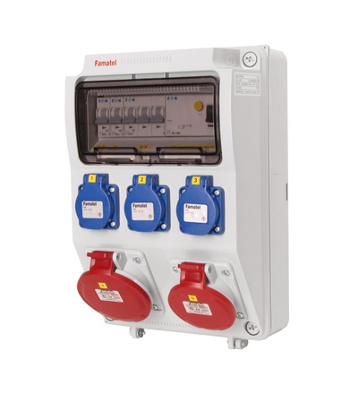FAMATEL v510 - ZSF30101000.1 /3958 zásuvková skříň IP44 jištěná s chráničem 40/4/003 (ekon. varianta) v510