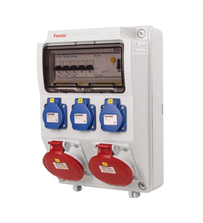 FAMATEL v530-6kA - ZSF30002000.1 /3958 zásuvková skříň IP44 jištěná s chráničem 40/4/003 v530-6kA
