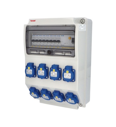 FAMATEL v704-6kA - ZSF80000000.1 /3959 zásuvková skříň IP54 jištěná s chráničem 40/4/003 v704-6kA