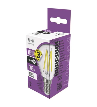 EMOS LED žárovka Filament Mini Globe 6W E14 neutrální bílá Z74238