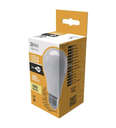 EMOS LED žárovka Basic A60 5W E27 teplá bílá ZL4001