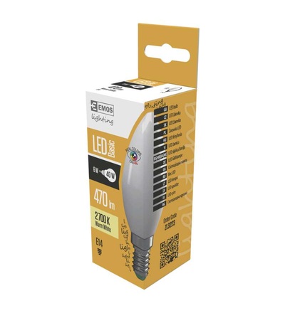 EMOS LED žárovka Candle 6W E14 teplá bílá Ra96 ZL3223
