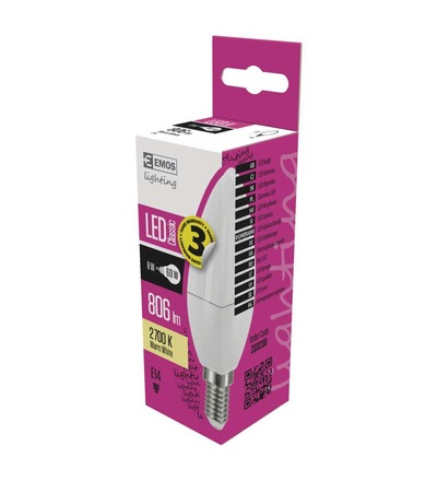 EMOS LED žárovka Classic Candle 8W E14 teplá bílá ZQ3230
