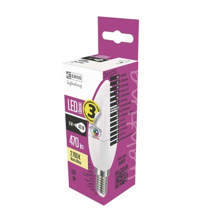 EMOS LED žárovka Classic Candle 6W E14 teplá bílá Ra96 ZQ3227
