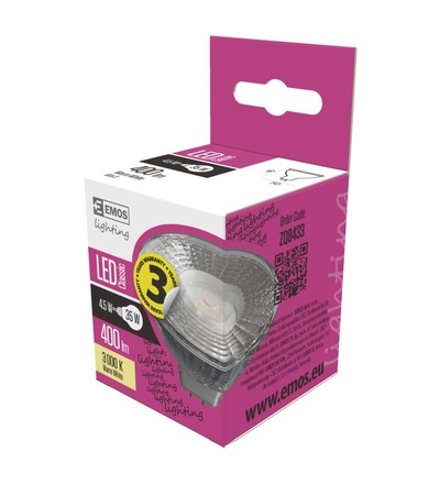 EMOS LED žárovka Classic MR16 4,5W GU5,3 teplá bílá ZQ8433