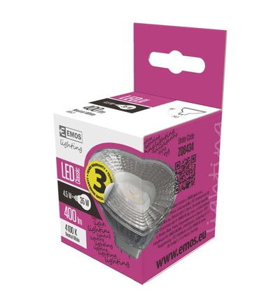 EMOS LED žárovka Classic MR16 4,5W GU5,3 neutrální bílá ZQ8434