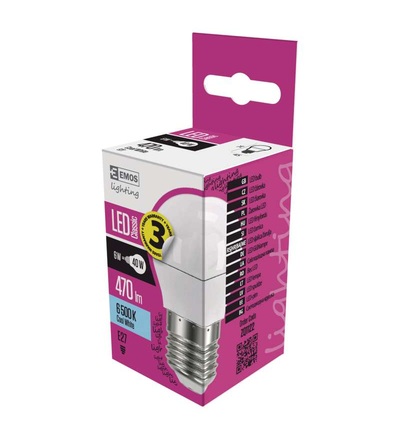 EMOS LED žárovka Classic Mini Globe 6W E27 studená bílá ZQ1122