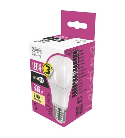 EMOS LED žárovka Classic A60 9W E27 teplá bílá ZQ5140