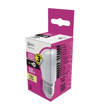 EMOS LED žárovka Classic Mini Globe 4W E27 teplá bílá ZQ1110