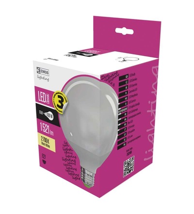 EMOS LED žárovka Classic Globe 18W E27 teplá bílá ZQ2180