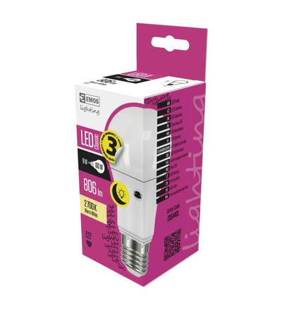 EMOS LED žárovka Classic s fotosenzorem A60 9W E27 teplá bílá ZQ5140L