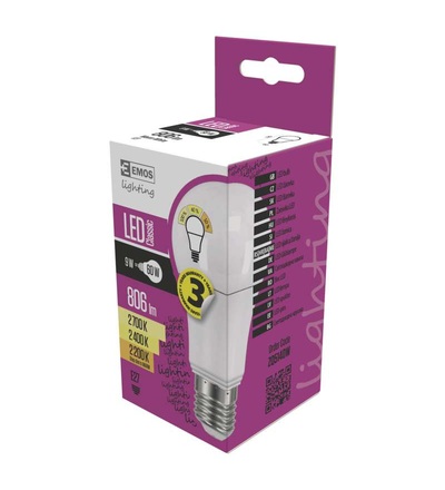 EMOS LED žárovka Classic A60 9W E27 teplá bílá, stmívatelná ZQ5140W