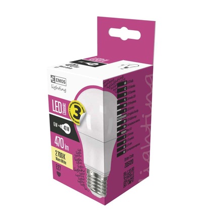 EMOS LED žárovka Classic A60 6W E27 teplá bílá ZQ5120