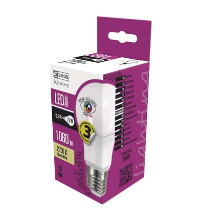 EMOS LED žárovka Classic A60 12,5W E27 teplá bílá Ra96 ZQ5157