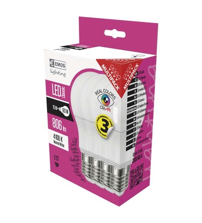 EMOS LED žárovka Classic A60 10W E27 neutrální bílá Ra95 ZQ5148.4