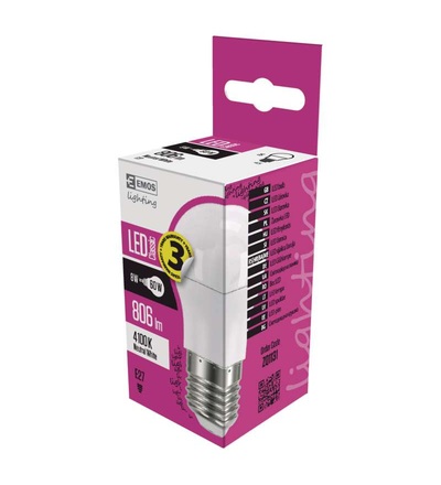 EMOS LED žárovka Classic Mini Globe 8W E27 neutrální bílá ZQ1131
