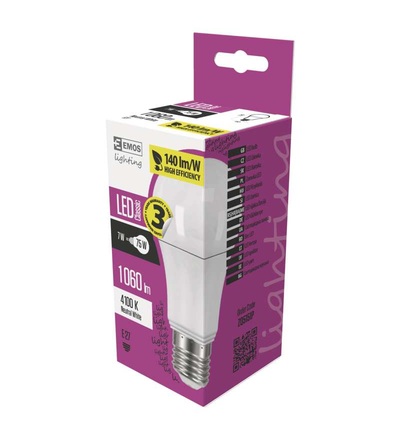 EMOS LED žárovka Classic A60 7,5W E27 neutrální bílá ZQ5151P