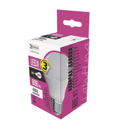 EMOS LED žárovka Classic A60 9W E27 neutrální bílá ZQ5141