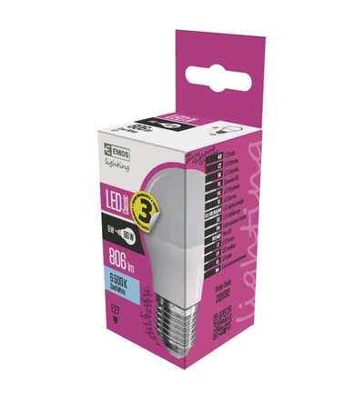 EMOS LED žárovka Classic Mini Globe 8W E27 studená bílá ZQ1132