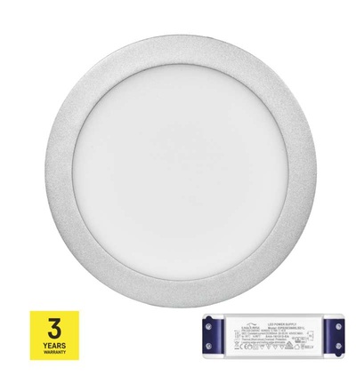 EMOS LED panel TRIAK 224mm, kruhový přisazený stříbrný, 18W n. b. ZM5242T