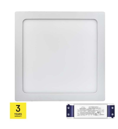 EMOS LED panel TRIAK 300×300, čtvercový přisazený bílý, 24W t. b. ZM6151T