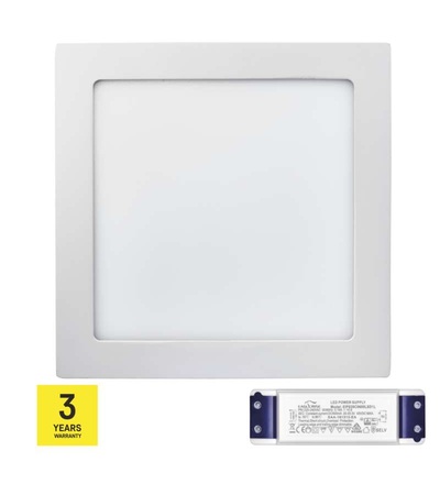 EMOS LED panel TRIAK 224×224, čtvercový přisazený bílý, 18W n. b. ZM6142T