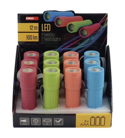 COB LED ruční svítilna P4706, 100 lm, 3× AAA, 12 ks, display box P4706