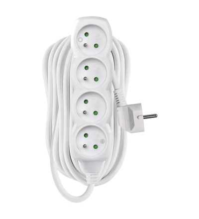 Prodlužovací kabel 10 m / 4 zásuvky / bílý / PVC / 1 mm2 P0410