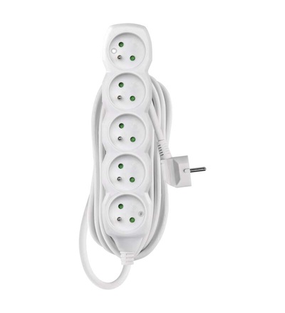 Prodlužovací kabel 10 m / 5 zásuvek / bílý / PVC / 1 mm2 P0510
