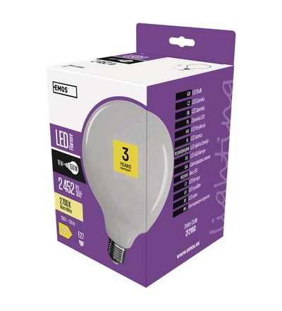 LED žárovka Filament G125 18W E27 teplá bílá ZF2180