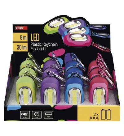 COB LED ruční svítilna P3887, 30 lm, 2× AAA, 12 ks, display box P3887