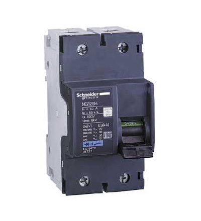 18716 NG125, jistič, NG125H, 2p, 20A, char. C, Schneider Electric