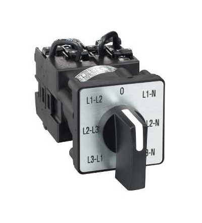 K1F027MLH Cam voltmeter switch, 3L and 3L-N, 45°, 12A, screw mounting, Schneider Electric